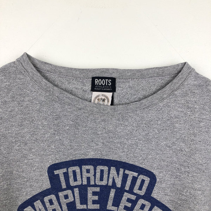 ROOTS NHL TORONTO MAPLE LEAFS Long-Sleeve T-Shirt, Made in Canada, Men's Size L (approx.) cotton gray type Vintage Second Hand