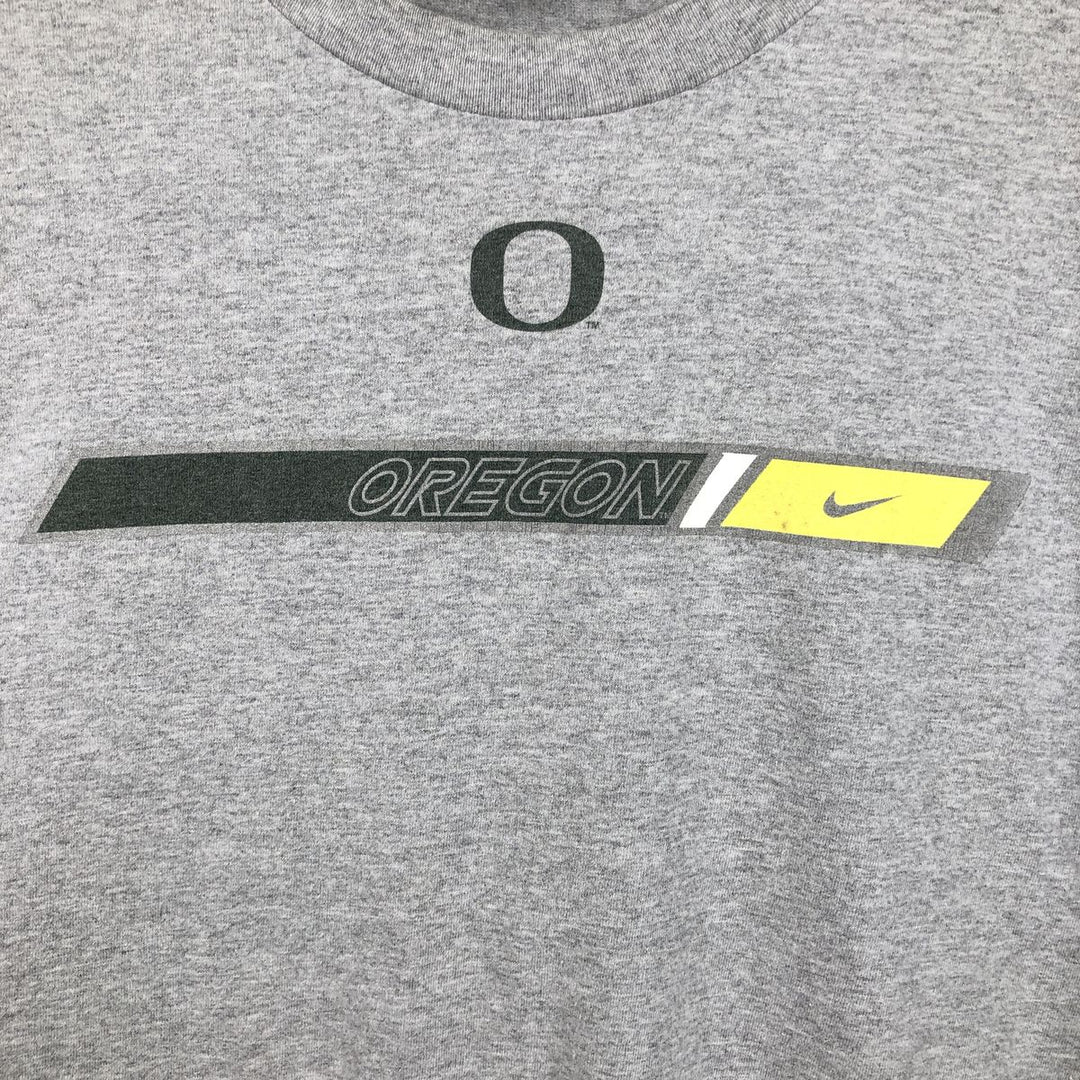 Nike Oregon University College Long-Sleeve T-Shirt (Men's Size L) cotton gray type Vintage Second Hand
