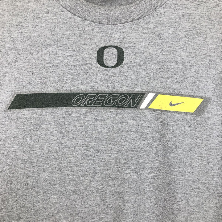 Nike Oregon University College Long-Sleeve T-Shirt (Men's Size L) cotton gray type Vintage Second Hand