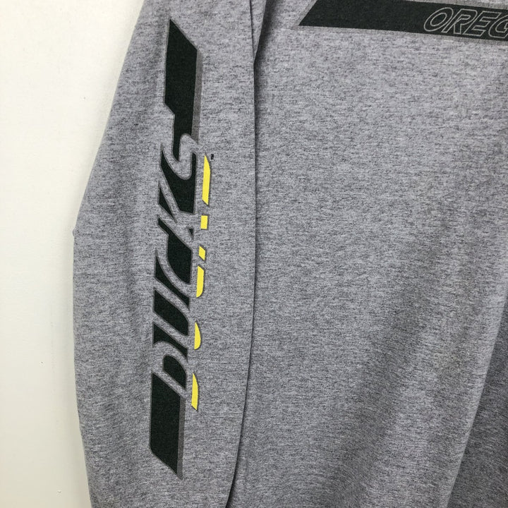 Nike Oregon University College Long-Sleeve T-Shirt (Men's Size L) cotton gray type Vintage Second Hand