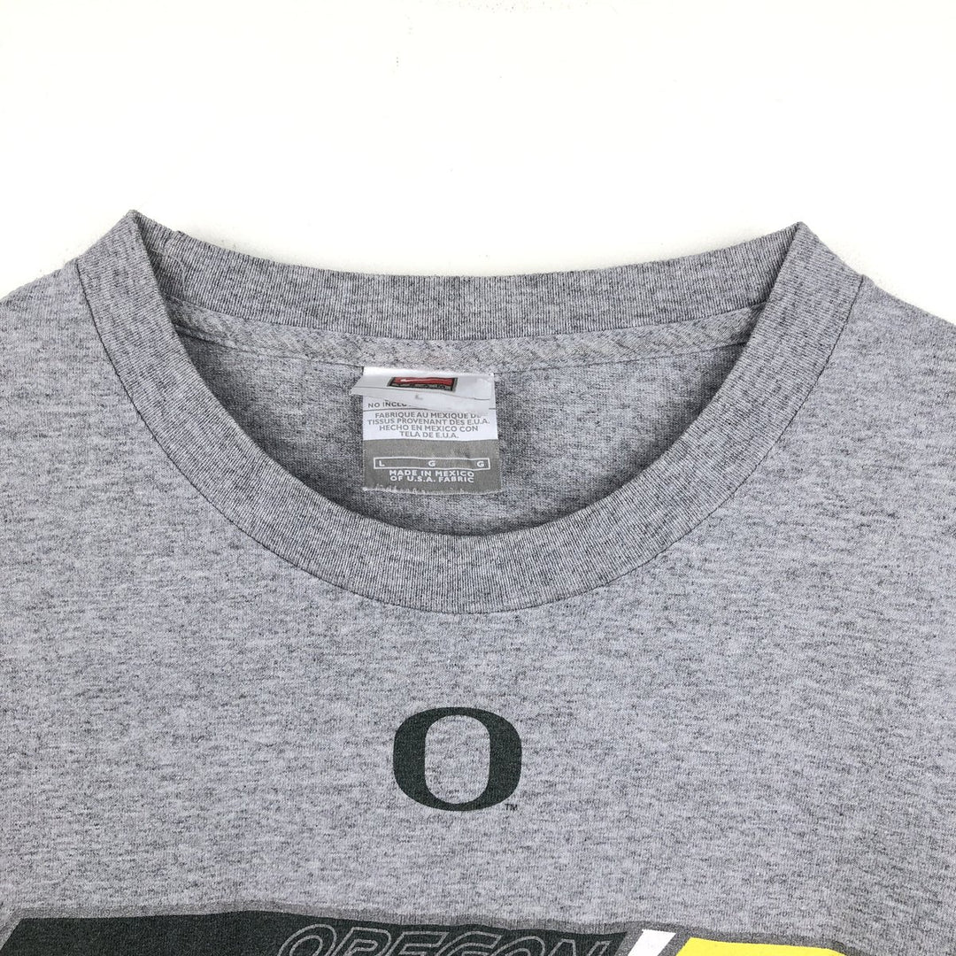 Nike Oregon University College Long-Sleeve T-Shirt (Men's Size L) cotton gray type Vintage Second Hand