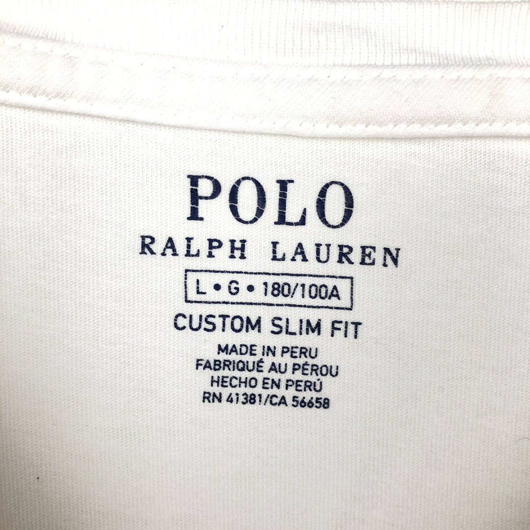 Ralph Lauren POLO RALPH LAUREN CUSTOM SLIM FIT Long-Sleeve T-Shirt (Men's Size L) cotton white type Vintage Second Hand