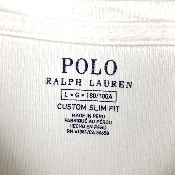Ralph Lauren POLO RALPH LAUREN CUSTOM SLIM FIT Long-Sleeve T-Shirt (Men's Size L) cotton white type Vintage Second Hand