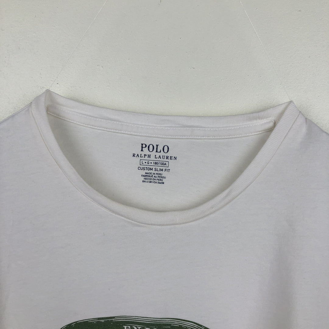 Ralph Lauren POLO RALPH LAUREN CUSTOM SLIM FIT Long-Sleeve T-Shirt (Men's Size L) cotton white type Vintage Second Hand