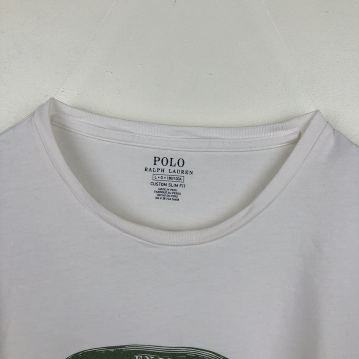 Ralph Lauren POLO RALPH LAUREN CUSTOM SLIM FIT Long-Sleeve T-Shirt (Men's Size L) cotton white type Vintage Second Hand