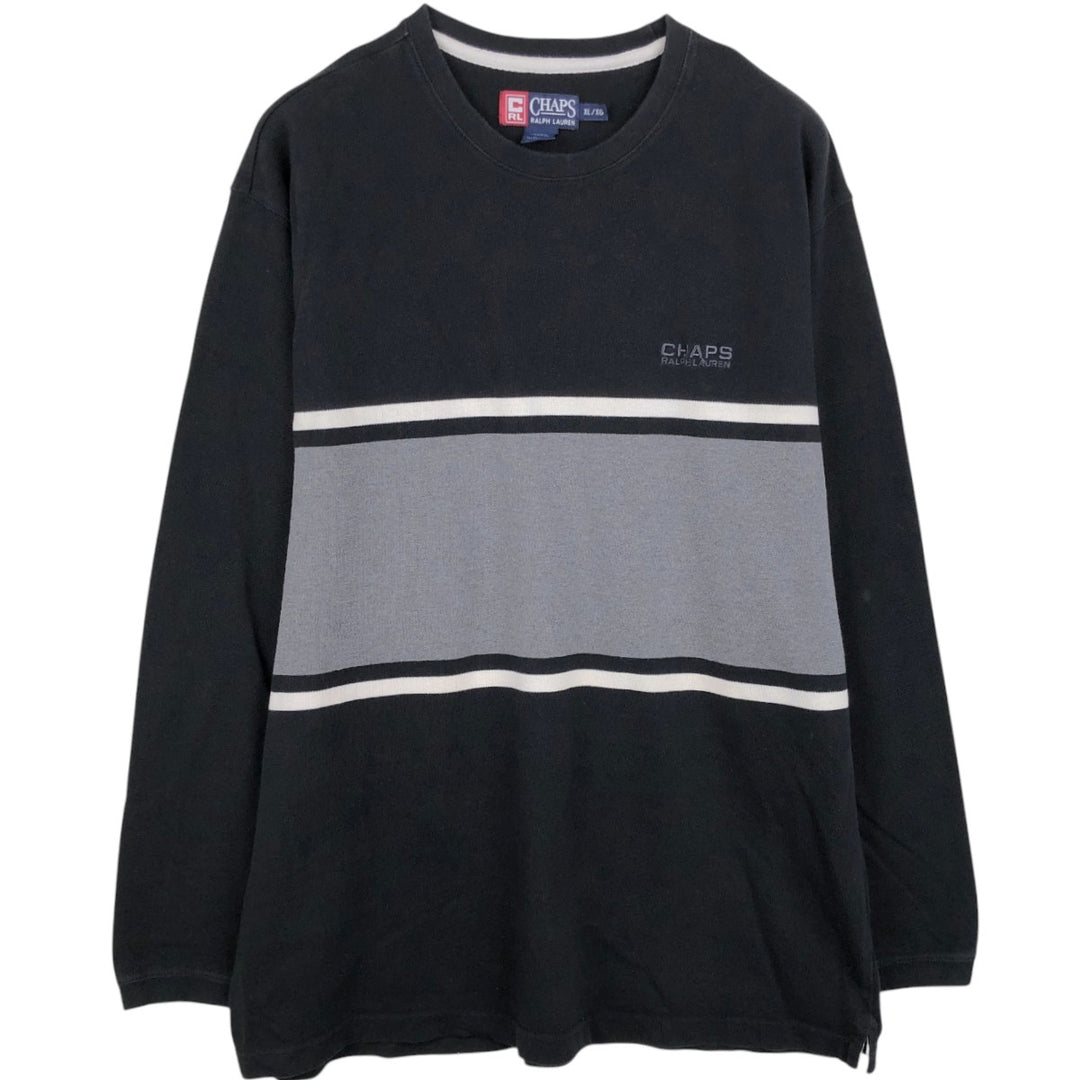 Ralph Lauren CHAPS long-sleeved T-shirt, men's size XL cotton black type Vintage Second Hand