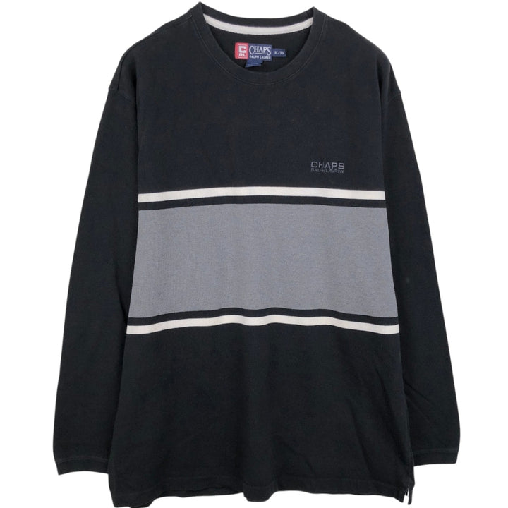 Ralph Lauren CHAPS long-sleeved T-shirt, men's size XL cotton black type Vintage Second Hand