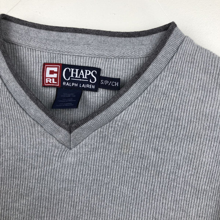 Ralph Lauren CHAPS V-neck Long-Sleeve T-Shirt (Men's Size S) cotton gray type Vintage Second Hand
