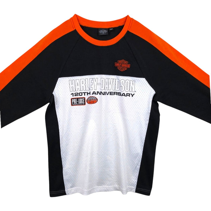 Harley-Davidson Motorcycle Mesh Long-Sleeve T-Shirt (Men's Size L) cotton black type Vintage Second Hand
