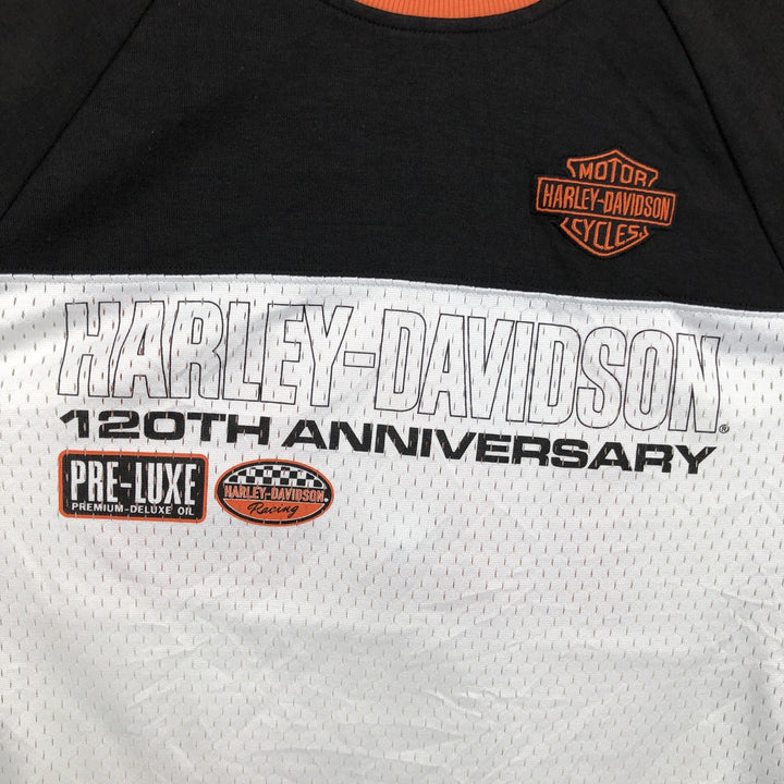 Harley-Davidson Motorcycle Mesh Long-Sleeve T-Shirt (Men's Size L) cotton black type Vintage Second Hand