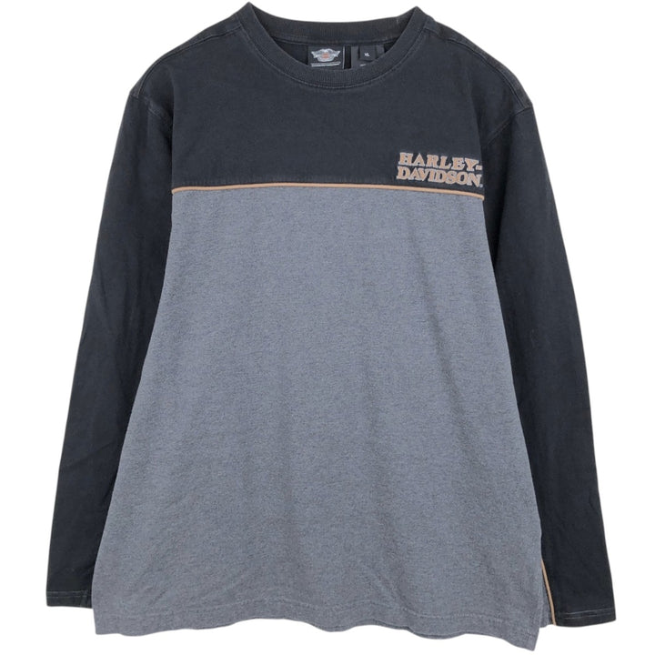 Harley-Davidson Long Sleeve T-Shirt, Men's XL Size cotton gray type Vintage Second Hand