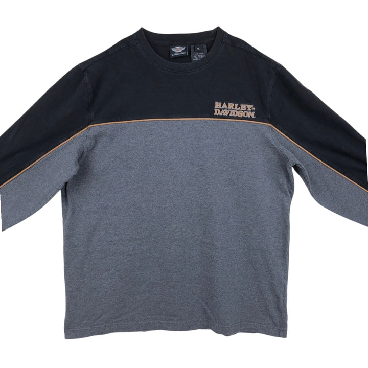 Harley-Davidson Long Sleeve T-Shirt, Men's XL Size cotton gray type Vintage Second Hand