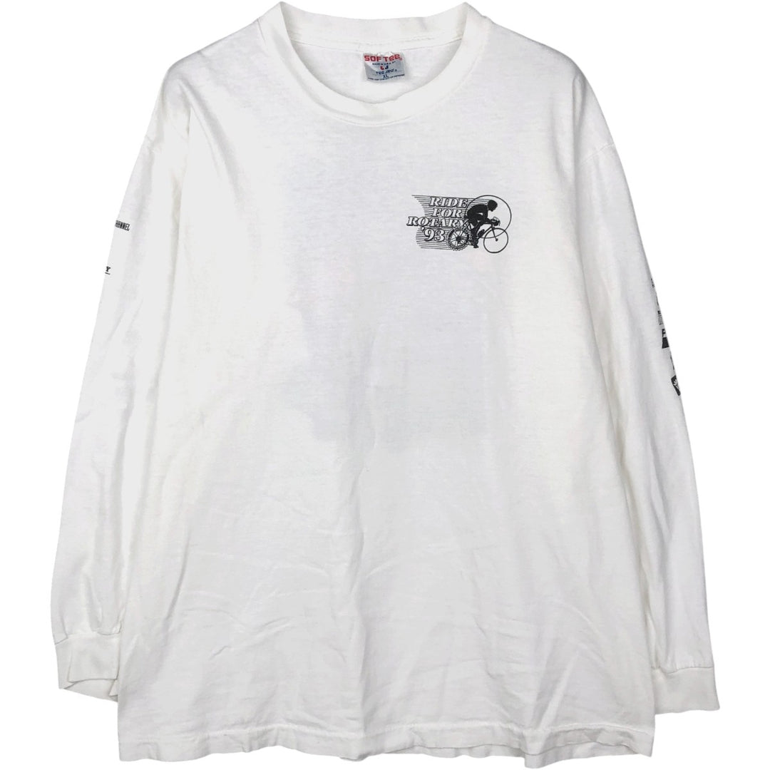90'S SOF TEE Long-Sleeve T-Shirt, Made in USA, Men's XL Equivalent, Vintage cotton white type Vintage Second Hand