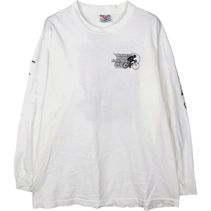 90'S SOF TEE Long-Sleeve T-Shirt, Made in USA, Men's XL Equivalent, Vintage cotton white type Vintage Second Hand