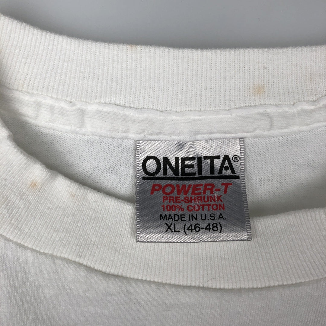 90'S ONEITA POWER-T Advertising Long-Sleeve T-Shirt, Made in USA, Men's XL Equivalent, Vintage cotton white type Vintage Second Hand