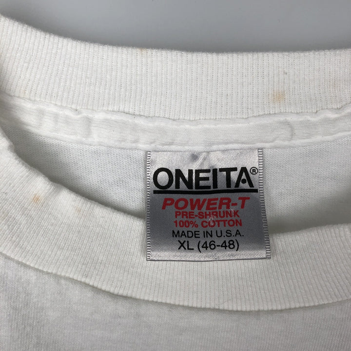 90'S ONEITA POWER-T Advertising Long-Sleeve T-Shirt, Made in USA, Men's XL Equivalent, Vintage cotton white type Vintage Second Hand