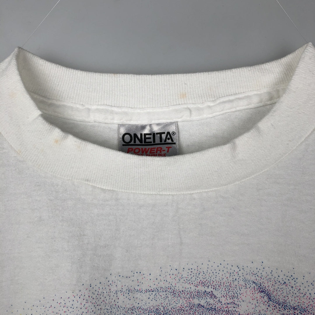 90'S ONEITA POWER-T Advertising Long-Sleeve T-Shirt, Made in USA, Men's XL Equivalent, Vintage cotton white type Vintage Second Hand