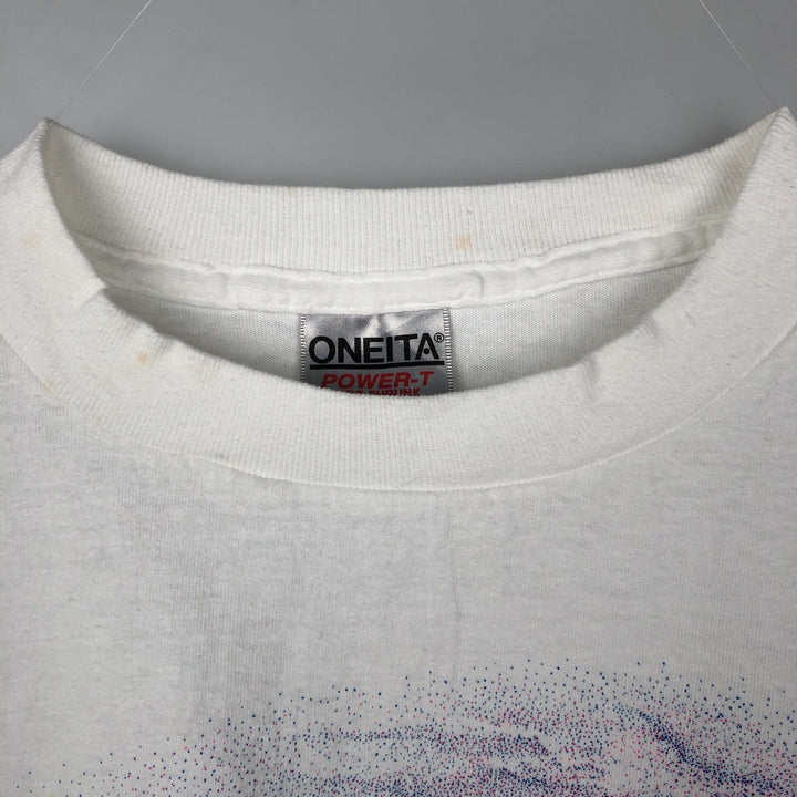 90'S ONEITA POWER-T Advertising Long-Sleeve T-Shirt, Made in USA, Men's XL Equivalent, Vintage cotton white type Vintage Second Hand
