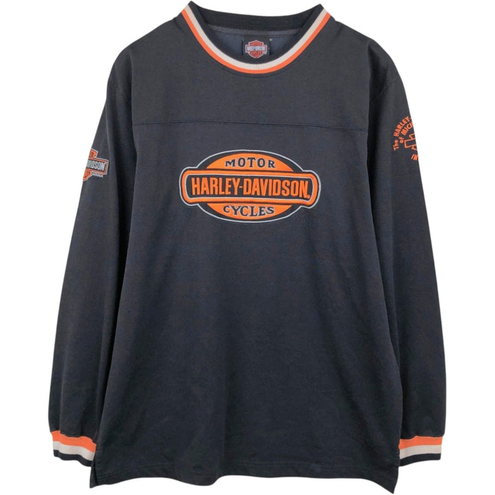 Harley-Davidson Motorcycle Long Sleeve T-Shirt, Men's Size L unclear black type Vintage Second Hand