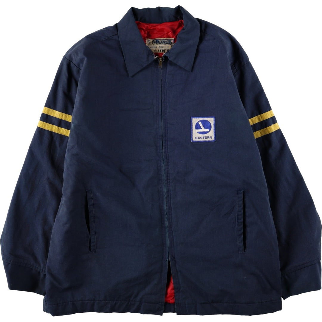 Vintage 70s-80'S Workwear Corporation Eastern Airlines Advertising Padded Work Jacket, Men's Size L (approx.) polyester navy blue type Vintage Second Hand