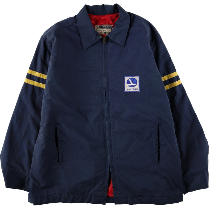 Vintage 70s-80'S Workwear Corporation Eastern Airlines Advertising Padded Work Jacket, Men's Size L (approx.) polyester navy blue type Vintage Second Hand