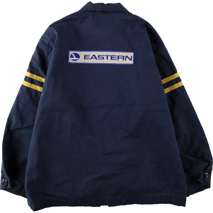 Vintage 70s-80'S Workwear Corporation Eastern Airlines Advertising Padded Work Jacket, Men's Size L (approx.) polyester navy blue type Vintage Second Hand