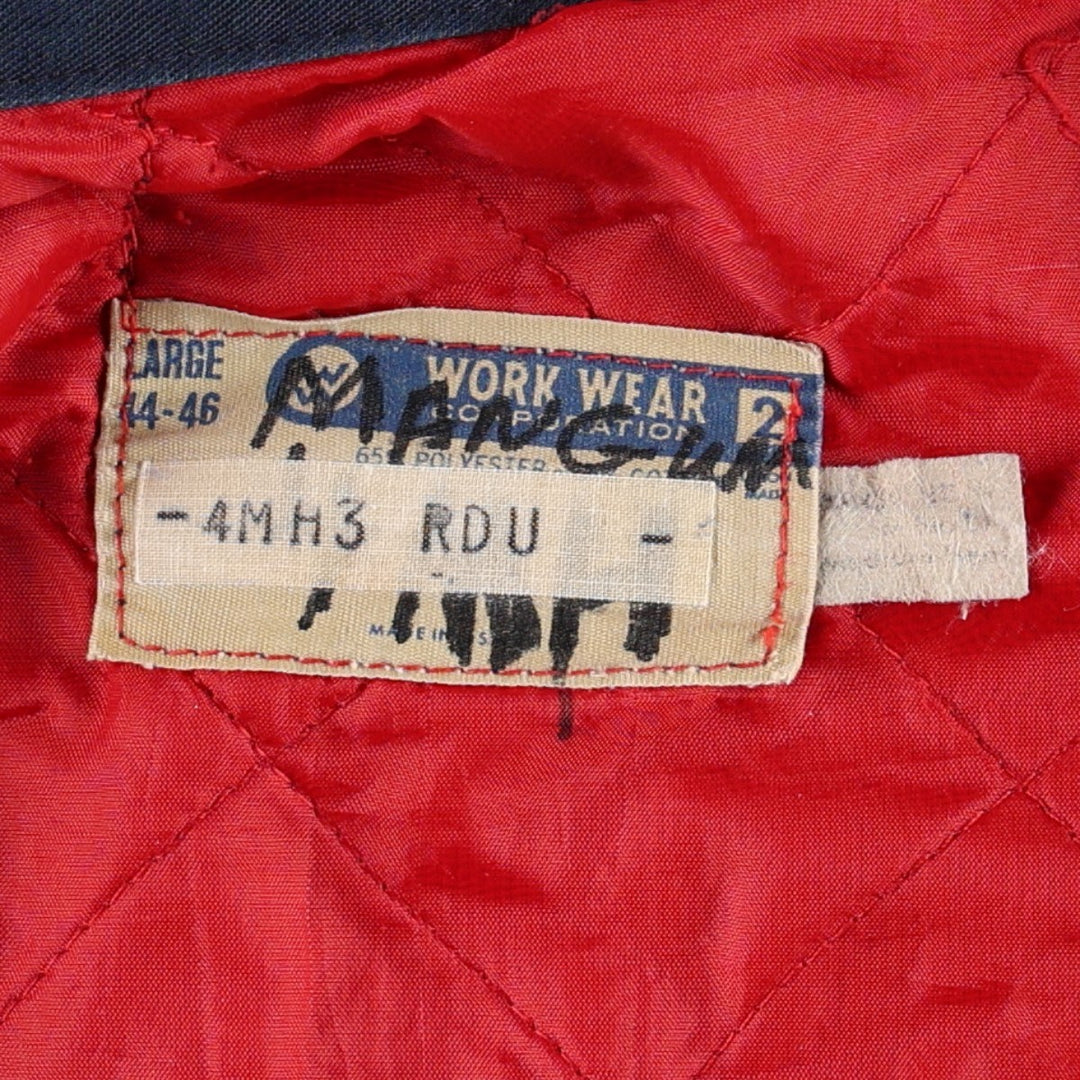 Vintage 70s-80'S Workwear Corporation Eastern Airlines Advertising Padded Work Jacket, Men's Size L (approx.) polyester navy blue type Vintage Second Hand