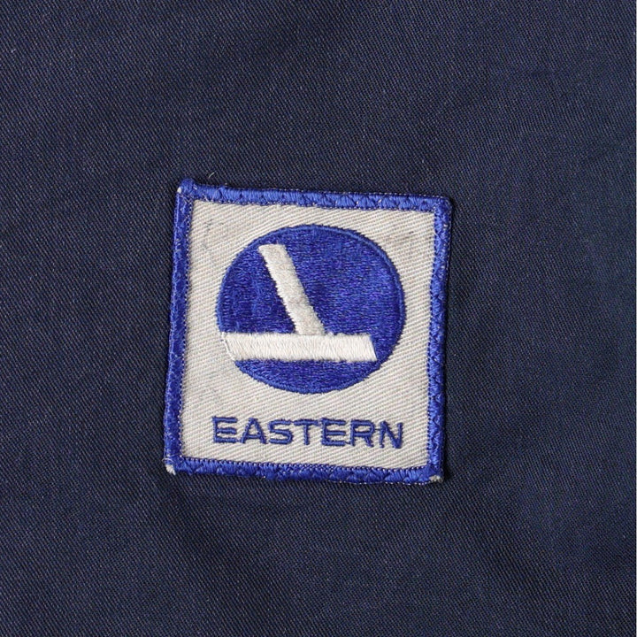 Vintage 70s-80'S Workwear Corporation Eastern Airlines Advertising Padded Work Jacket, Men's Size L (approx.) polyester navy blue type Vintage Second Hand