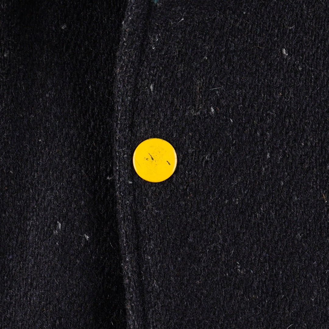 1950s-1960'S R. Sherman Collared Leather Sleeve Wool Button Varsity Jacket (Men's Size L) Vintage unclear black type Vintage Second Hand