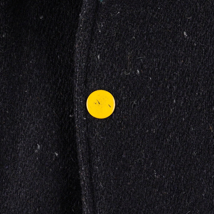1950s-1960'S R. Sherman Collared Leather Sleeve Wool Button Varsity Jacket (Men's Size L) Vintage unclear black type Vintage Second Hand