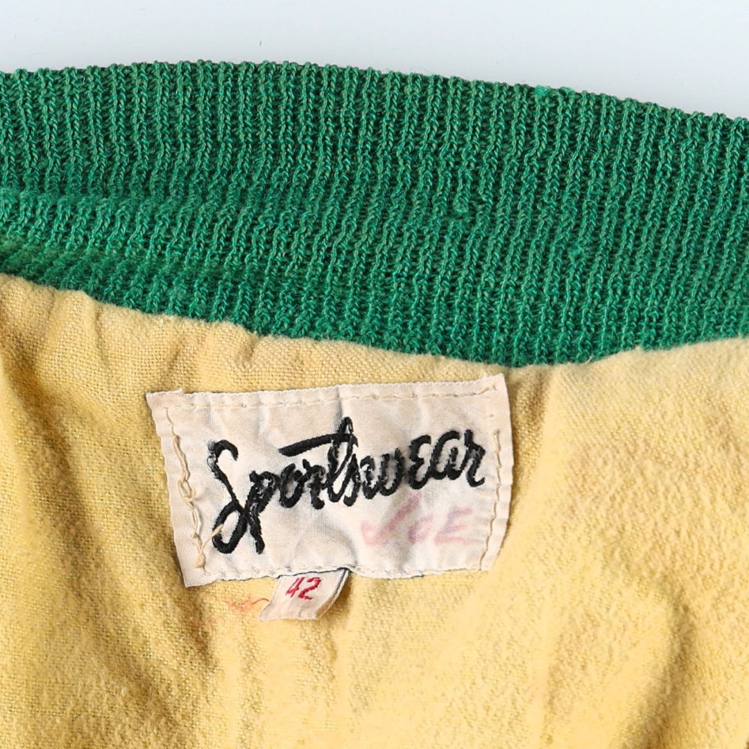 1970'S Sportswear Wool Stadium Jacket Award Jacket Varsity Jacket Men's Size L (Equivalent) Vintage unclear green type Vintage Second Hand