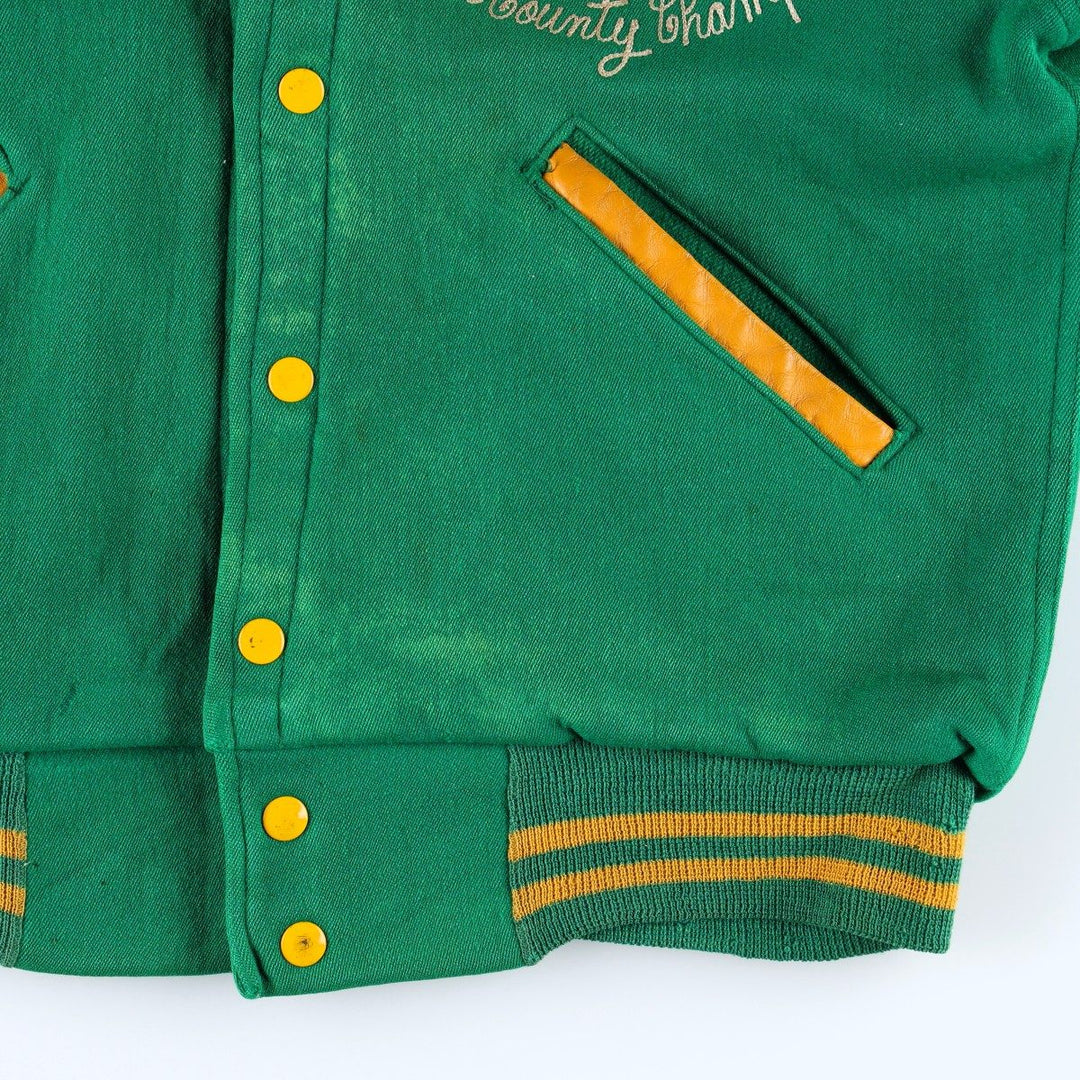 1970'S Sportswear Wool Stadium Jacket Award Jacket Varsity Jacket Men's Size L (Equivalent) Vintage unclear green type Vintage Second Hand