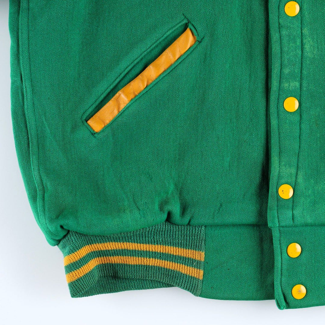 1970'S Sportswear Wool Stadium Jacket Award Jacket Varsity Jacket Men's Size L (Equivalent) Vintage unclear green type Vintage Second Hand