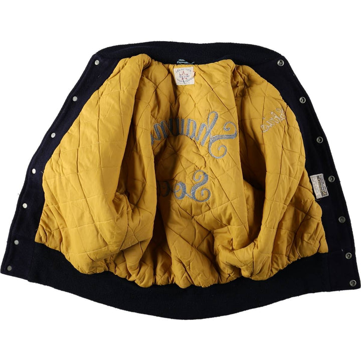 70s-80'S DON PETTIT'S All Star Padded Wool Stadium Jacket Award Jacket Varsity Jacket Men's Size S (approx.) Genuine leather (sleeves) navy blue type Vintage Second Hand