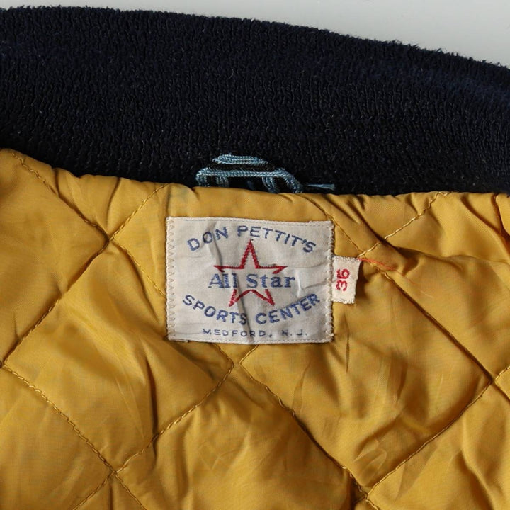 70s-80'S DON PETTIT'S All Star Padded Wool Stadium Jacket Award Jacket Varsity Jacket Men's Size S (approx.) Genuine leather (sleeves) navy blue type Vintage Second Hand
