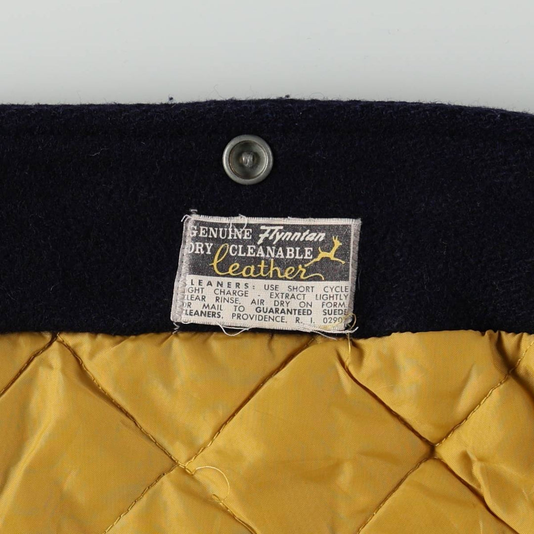 70s-80'S DON PETTIT'S All Star Padded Wool Stadium Jacket Award Jacket Varsity Jacket Men's Size S (approx.) Genuine leather (sleeves) navy blue type Vintage Second Hand