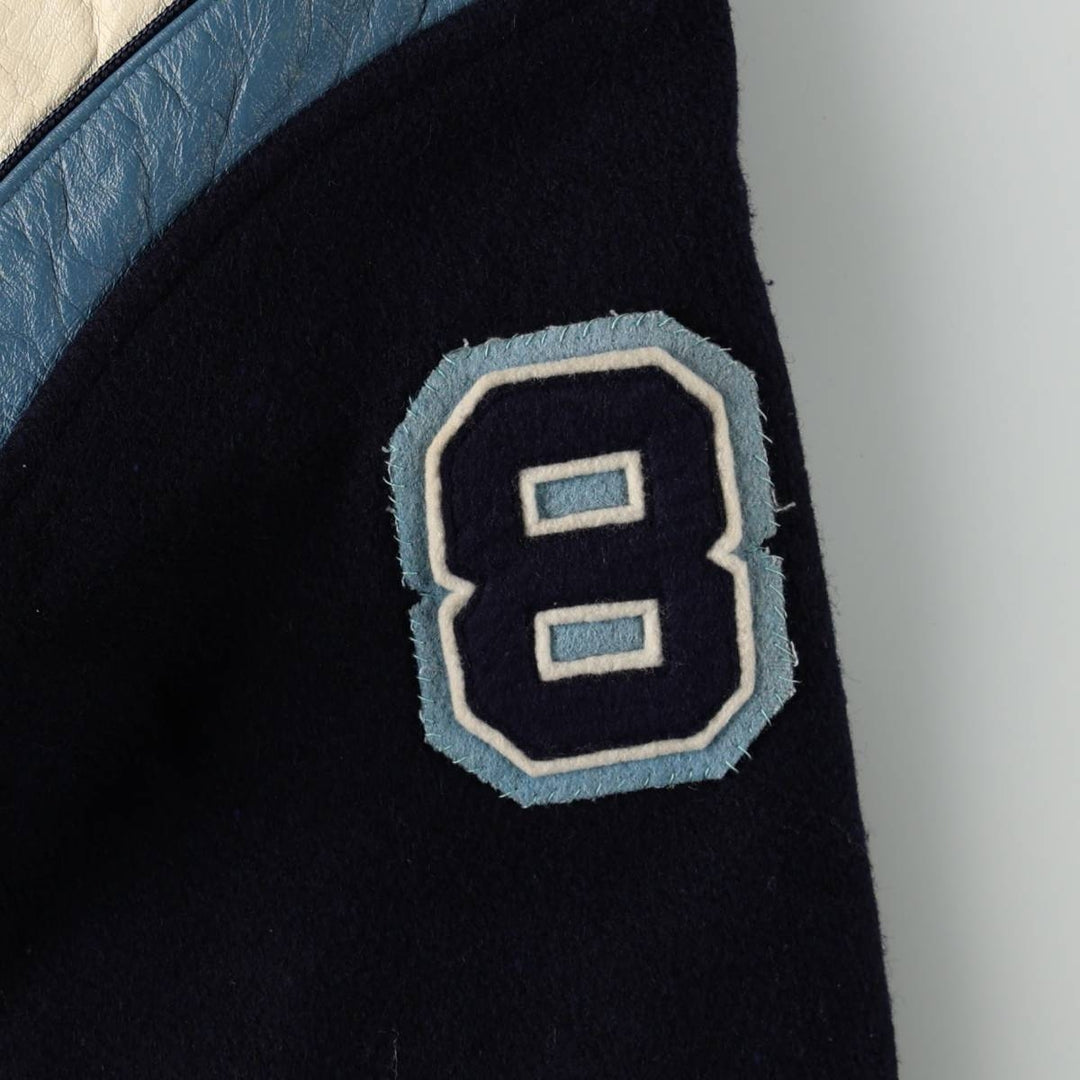 70s-80'S DON PETTIT'S All Star Padded Wool Stadium Jacket Award Jacket Varsity Jacket Men's Size S (approx.) Genuine leather (sleeves) navy blue type Vintage Second Hand