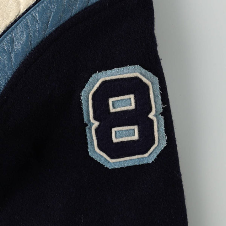 70s-80'S DON PETTIT'S All Star Padded Wool Stadium Jacket Award Jacket Varsity Jacket Men's Size S (approx.) Genuine leather (sleeves) navy blue type Vintage Second Hand