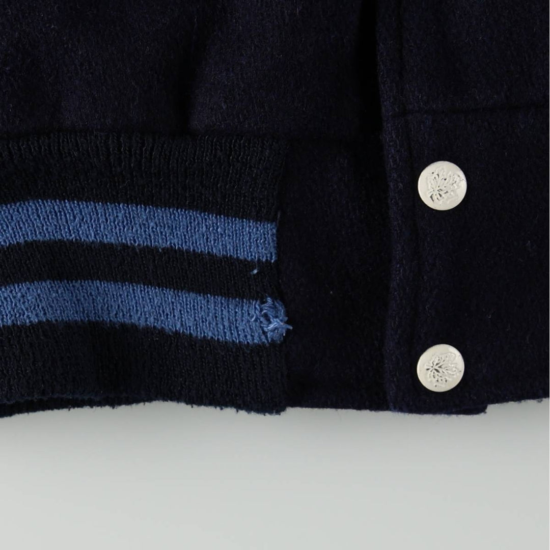 70s-80'S DON PETTIT'S All Star Padded Wool Stadium Jacket Award Jacket Varsity Jacket Men's Size S (approx.) Genuine leather (sleeves) navy blue type Vintage Second Hand