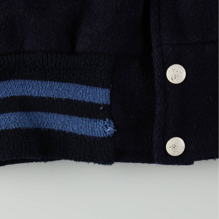 70s-80'S DON PETTIT'S All Star Padded Wool Stadium Jacket Award Jacket Varsity Jacket Men's Size S (approx.) Genuine leather (sleeves) navy blue type Vintage Second Hand
