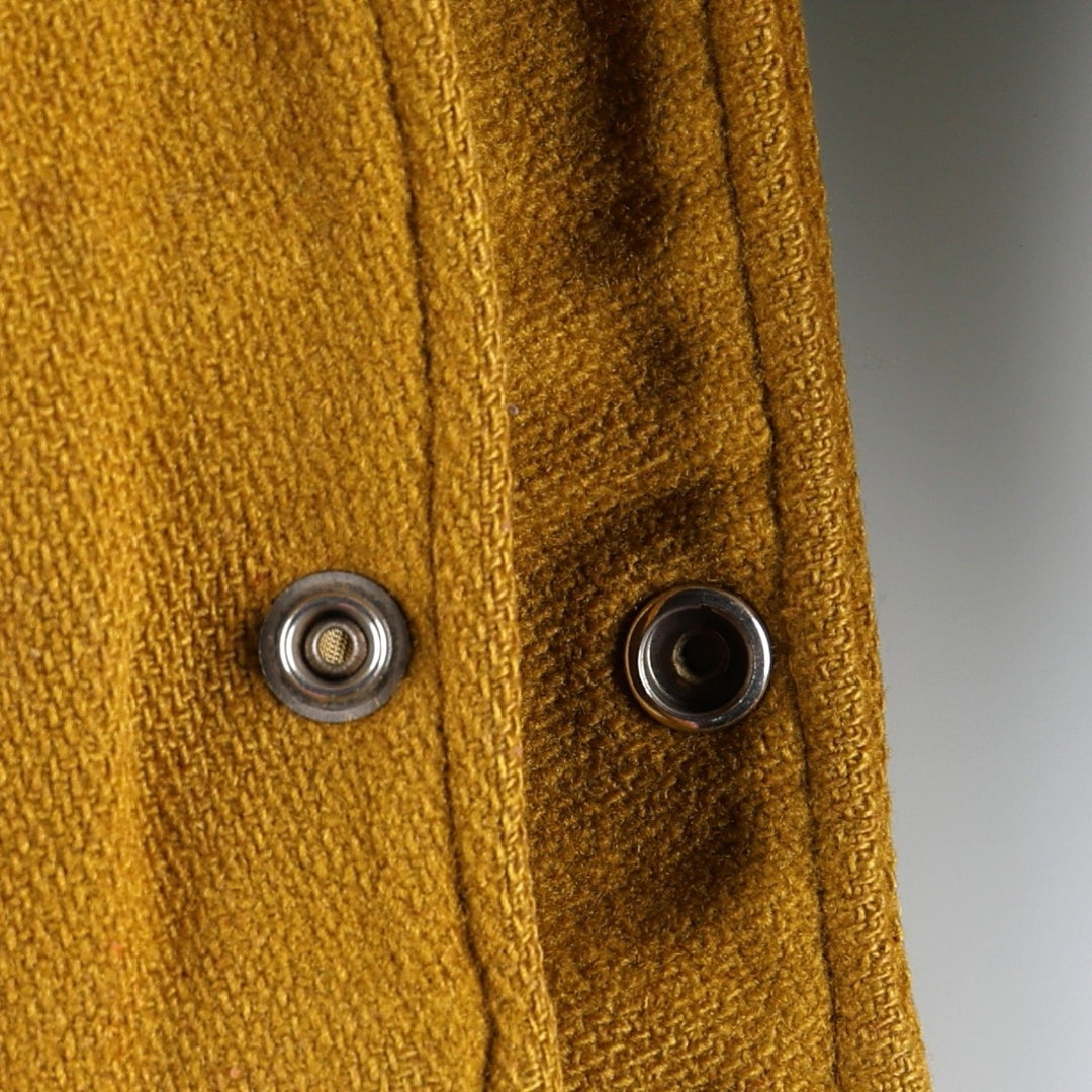 1960'S HOWE Leather Sleeve Wool Button Varsity Jacket, Men's Size L (approx.), Vintage Two-Tone Recycled wool ocher yellow type Vintage Second Hand