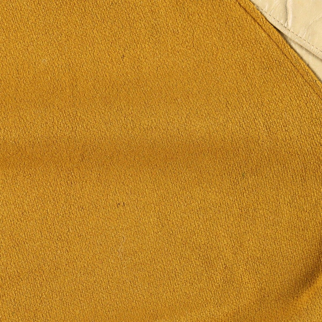 1960'S HOWE Leather Sleeve Wool Button Varsity Jacket, Men's Size L (approx.), Vintage Two-Tone Recycled wool ocher yellow type Vintage Second Hand