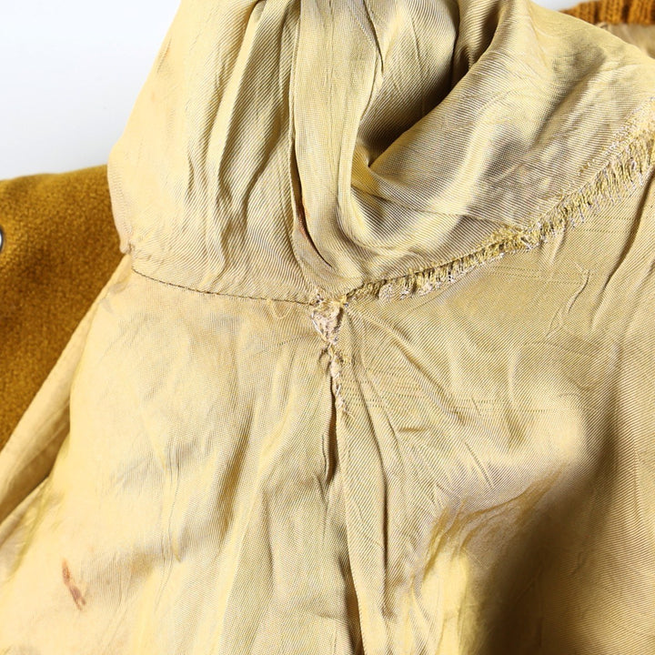 1960'S HOWE Leather Sleeve Wool Button Varsity Jacket, Men's Size L (approx.), Vintage Two-Tone Recycled wool ocher yellow type Vintage Second Hand
