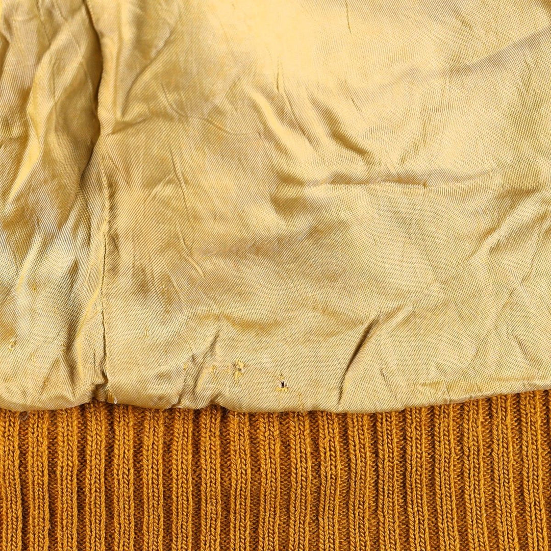 1960'S HOWE Leather Sleeve Wool Button Varsity Jacket, Men's Size L (approx.), Vintage Two-Tone Recycled wool ocher yellow type Vintage Second Hand