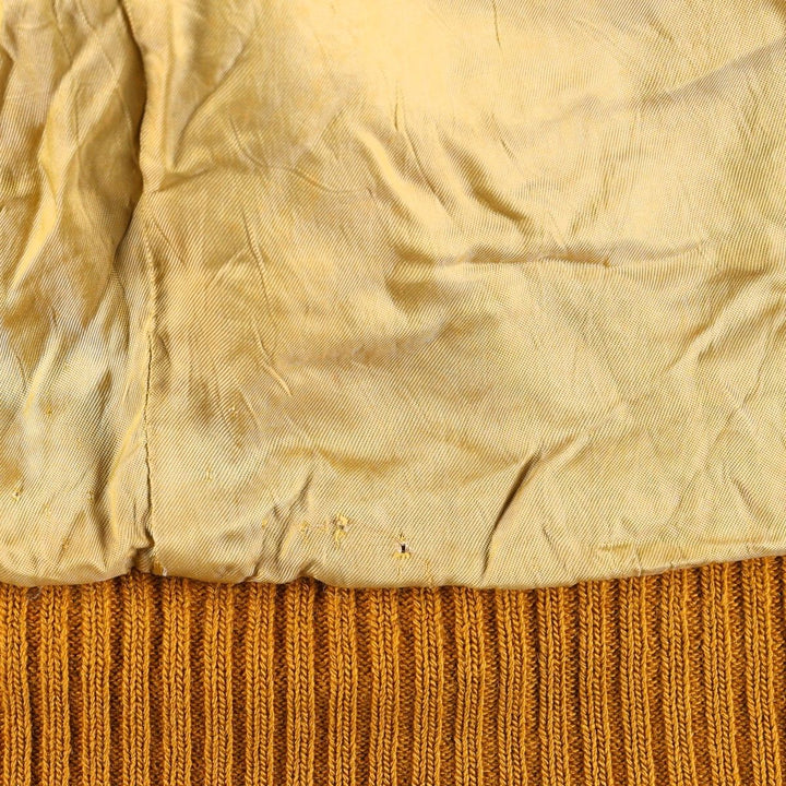 1960'S HOWE Leather Sleeve Wool Button Varsity Jacket, Men's Size L (approx.), Vintage Two-Tone Recycled wool ocher yellow type Vintage Second Hand