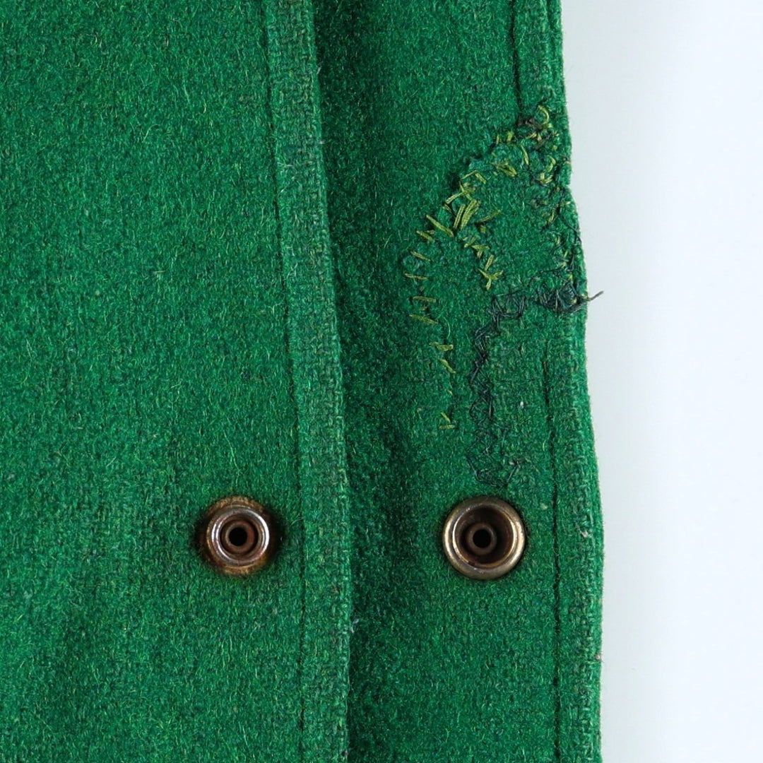 70'S OUTDOOR OUTFITS Leather Sleeve Wool Button Varsity Jacket, Men's Size L (Equivalent), Vintage unclear green type Vintage Second Hand