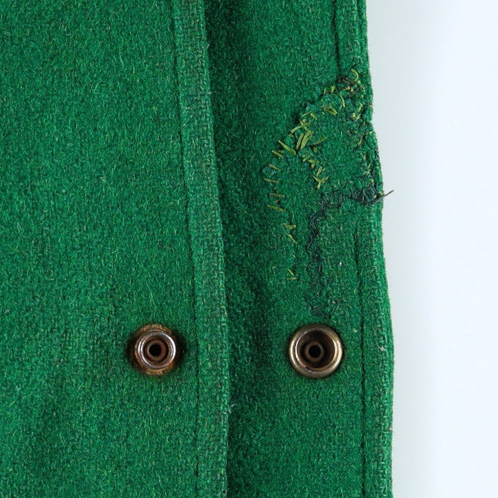70'S OUTDOOR OUTFITS Leather Sleeve Wool Button Varsity Jacket, Men's Size L (Equivalent), Vintage unclear green type Vintage Second Hand