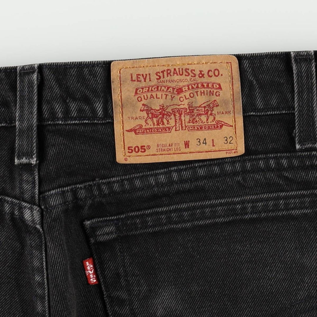 1990'S Levi's 550 Classic Relaxed Fit Straight Leg Black Denim Tapered Jeans, Made in USA, Men's Size W34 (approx.) cotton black type Vintage Second Hand
