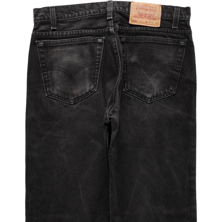 1990'S Levi's 550 Classic Relaxed Fit Straight Leg Black Denim Tapered Jeans, Made in USA, Men's Size W34 (approx.) cotton black type Vintage Second Hand