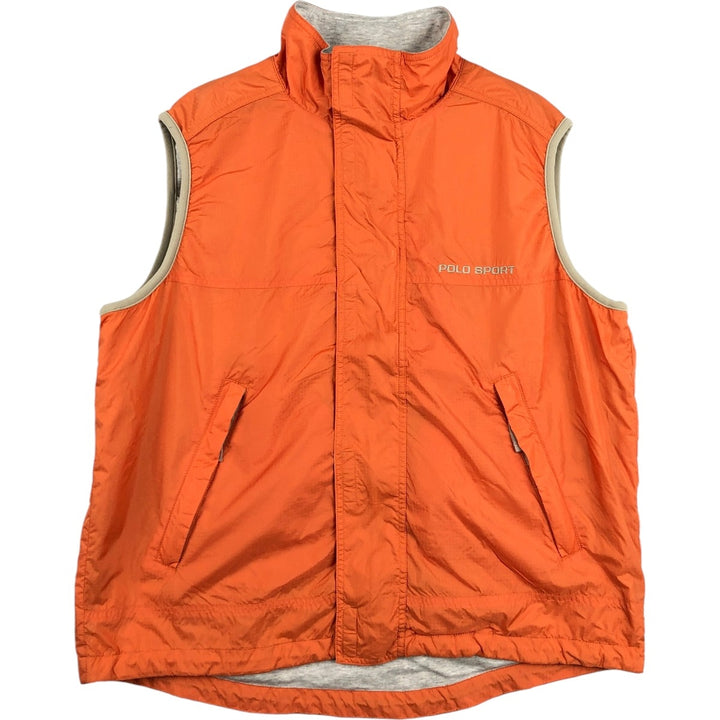 Vintage 1990'S Ralph Lauren POLO SPORT nylon vest, men's size L (approx.). Nylon orange type Vintage Second Hand